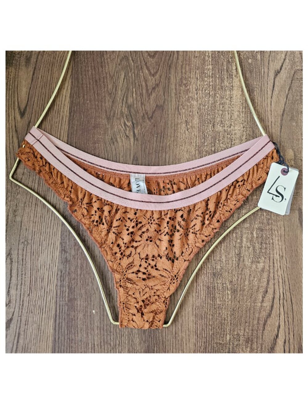 NWT!! Love Stories Ellie Lace Butterfly Thong XS XS/S S Mahogany